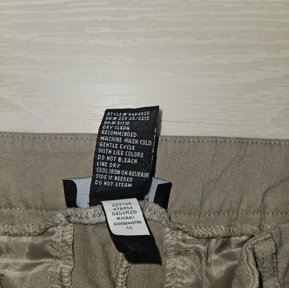 AB StudioTan Khaki Stretch Chino Dress Pants Size 10 Rayon Blend Career Trousers - Picture 5 of 9